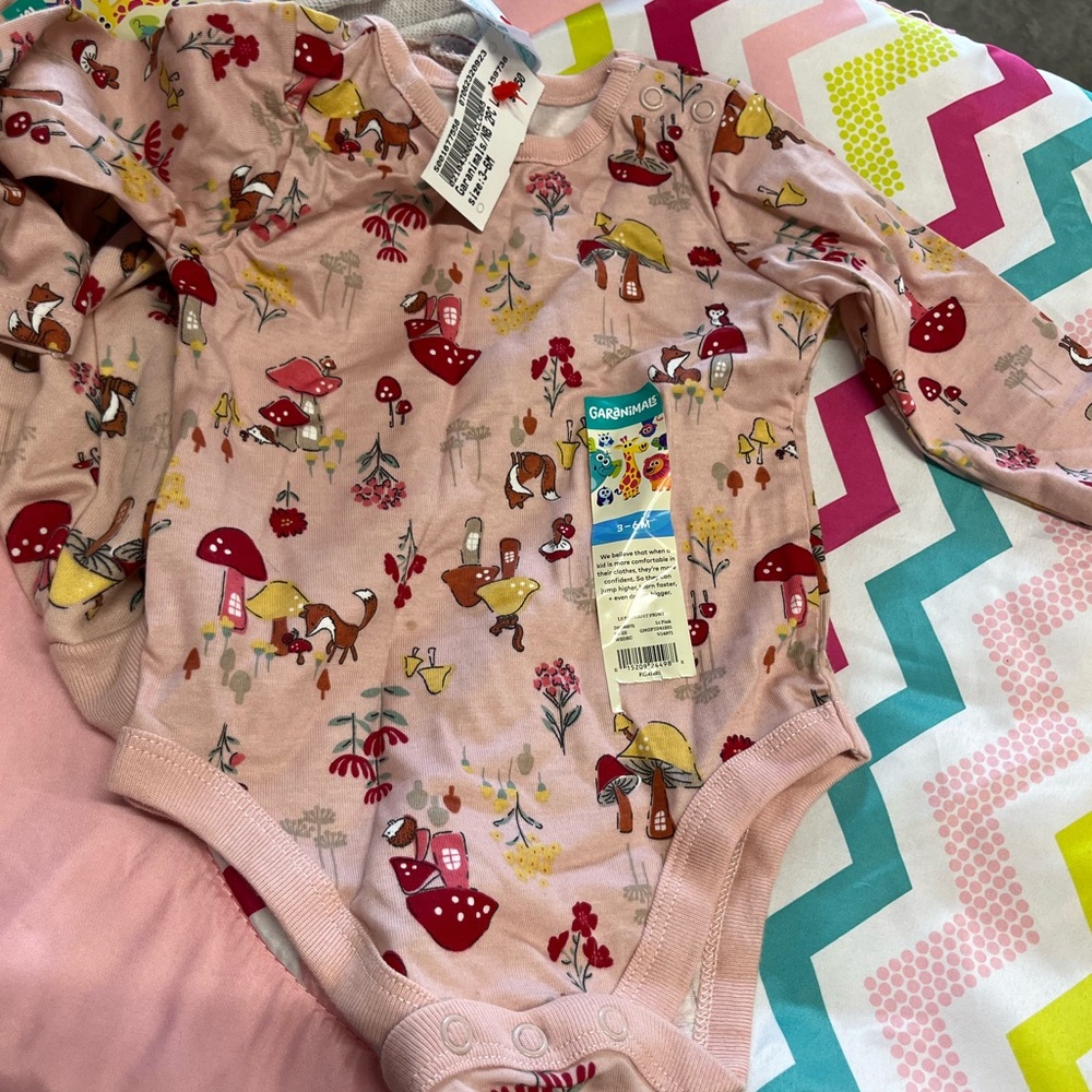 Garanimals Pink Patterned Kids Bodysuit